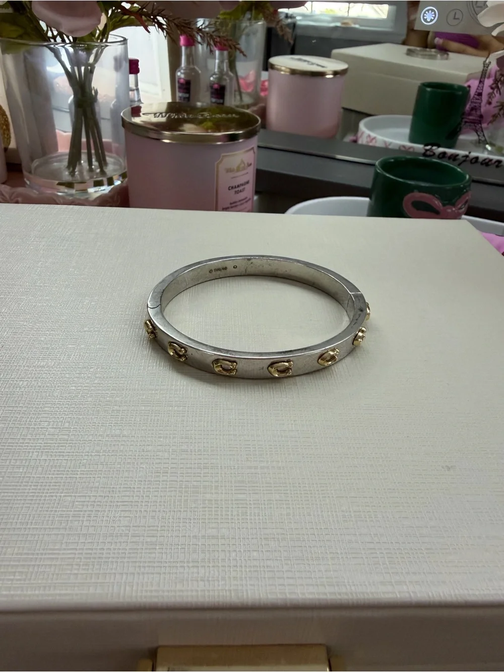 Coach Silver-Tone Bangle with Gold Accent Hardware